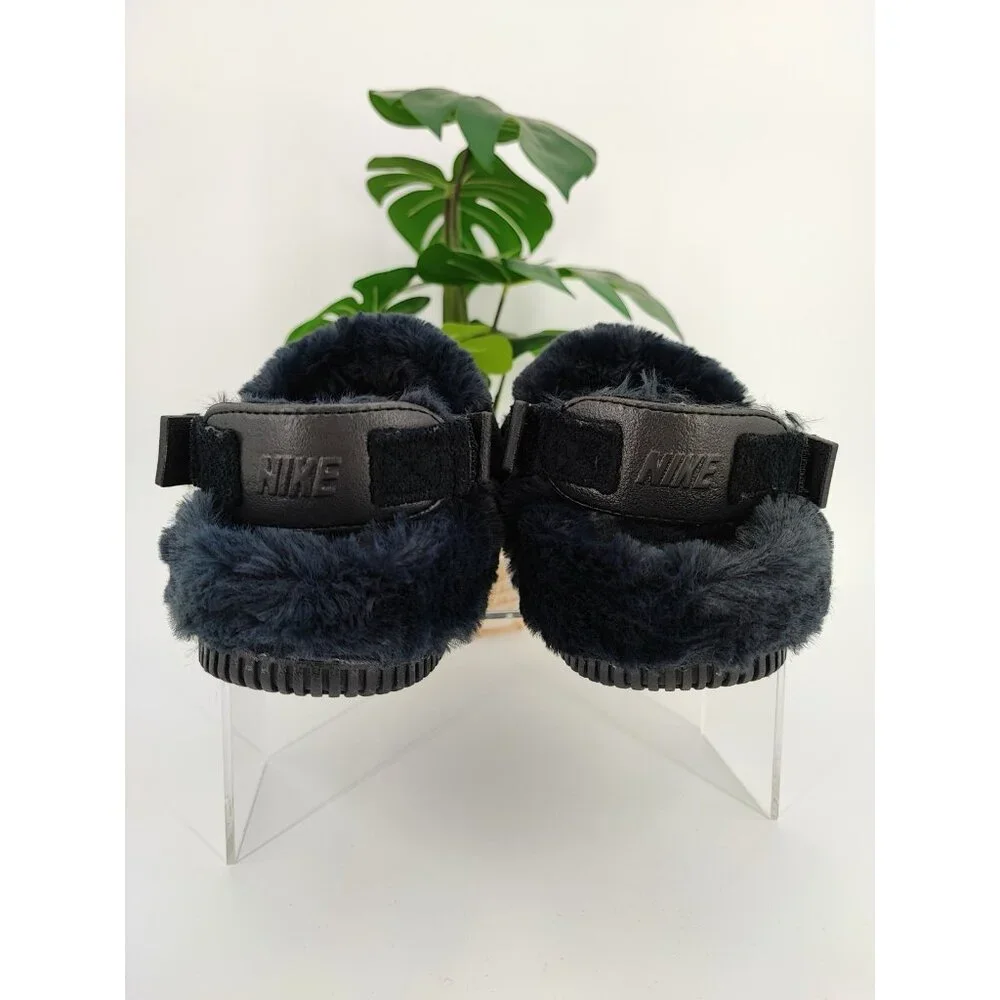 Nike Women's Calm Mule SE Black Faux Fur Clogs Size 7_2